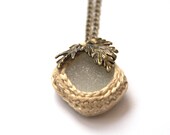 Mother's day jewelry Boho sea glass necklace bridesmaid pendant champagne bronze chain leaf spring beach Weddings Birthday Easter gift OOAK