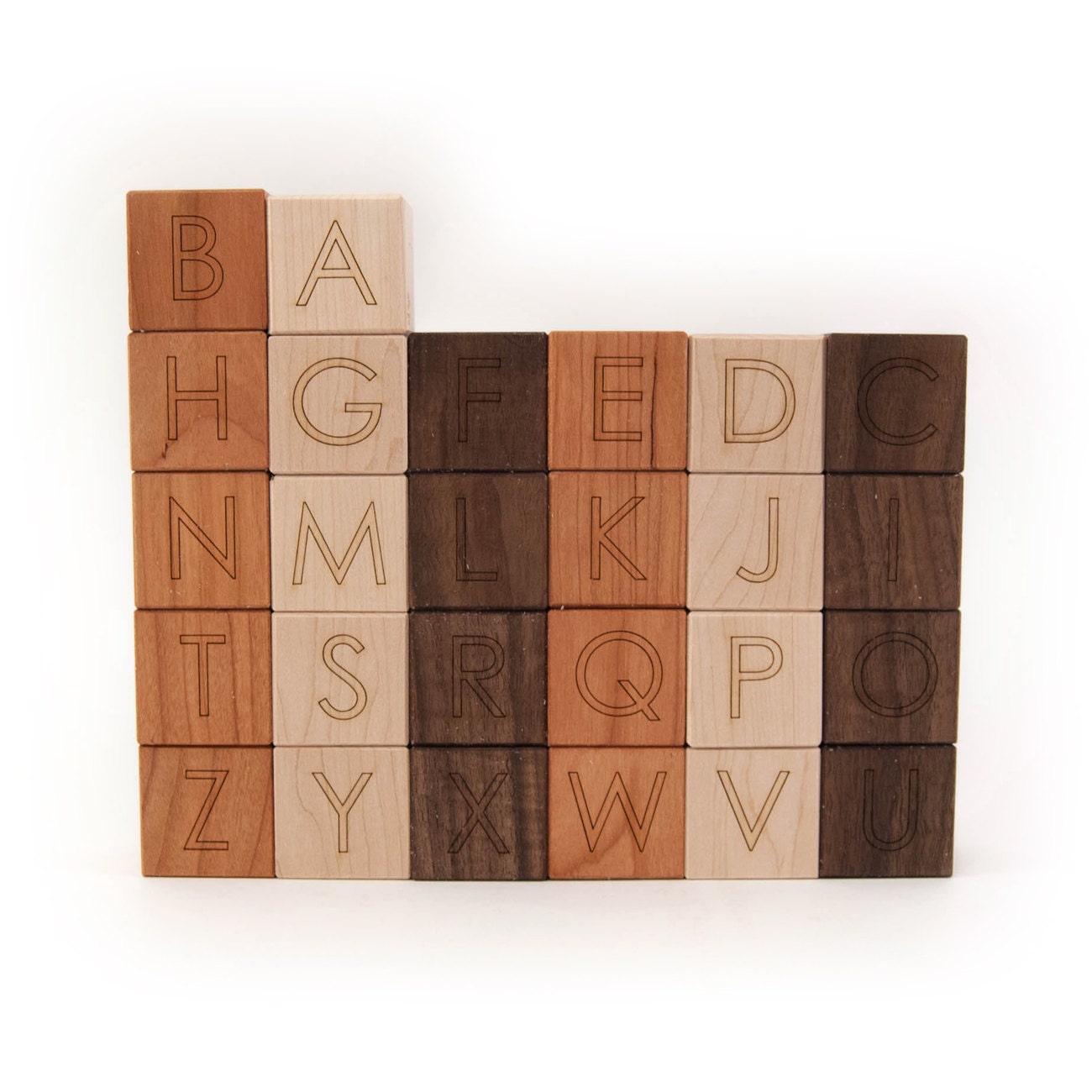 wooden blocks alphabet, 26 letters kids toy