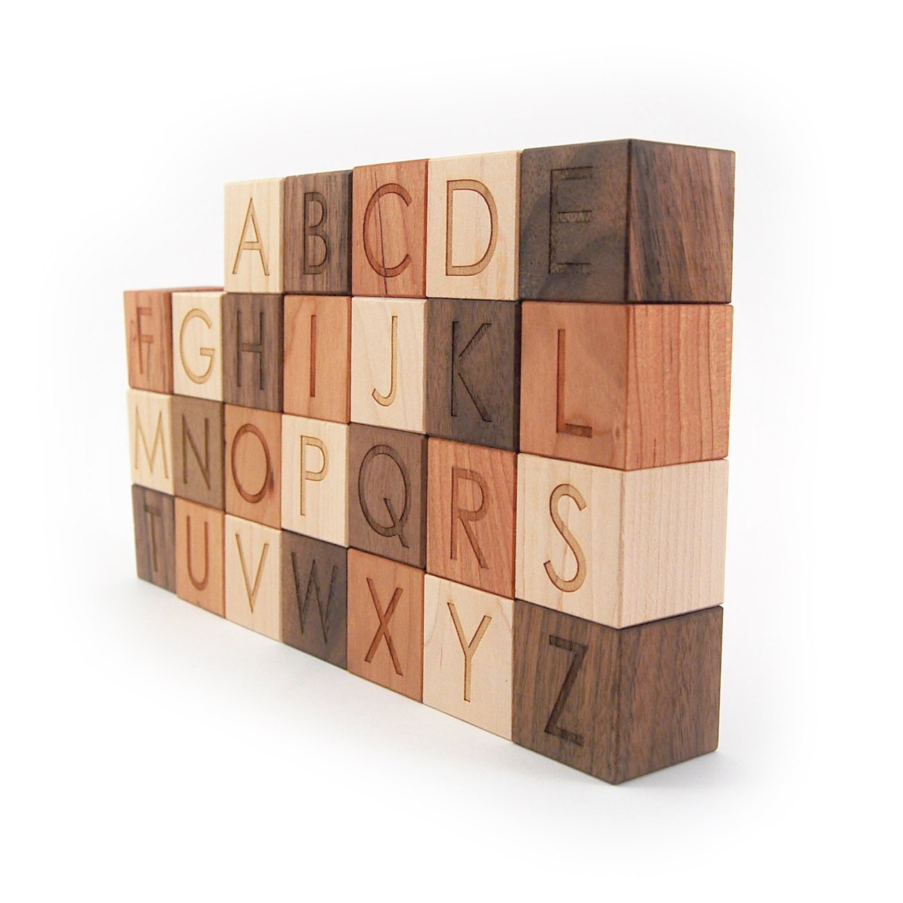 braille alphabet blocks, tactile wooden letters toy