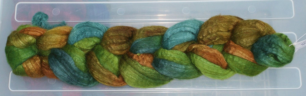 Blueface Leicester Tussah Silk Spinning Fiber - 'Dunn Forest'