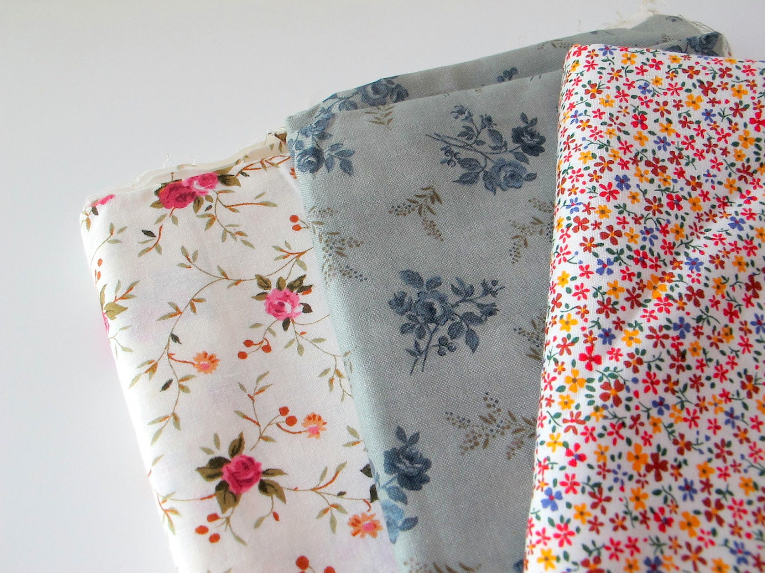 destash fabric sale - blue & florals (japanese fabrics)