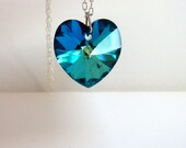 Crystal Heart Pendant Neckalce, White Blue Pink Aquamarine Swarovski Crystal Heart or Butterfly Pendant, Solitaire