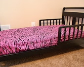 Custom Crib Sheet, Toddler Bed, Cotton or Flannel, Zebra Hot pinkYou Design, Made to Order
