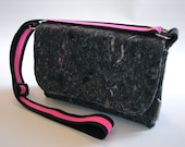 SALE 50% off Felt Messenger Bag - charcoal w. multi-colored fleck