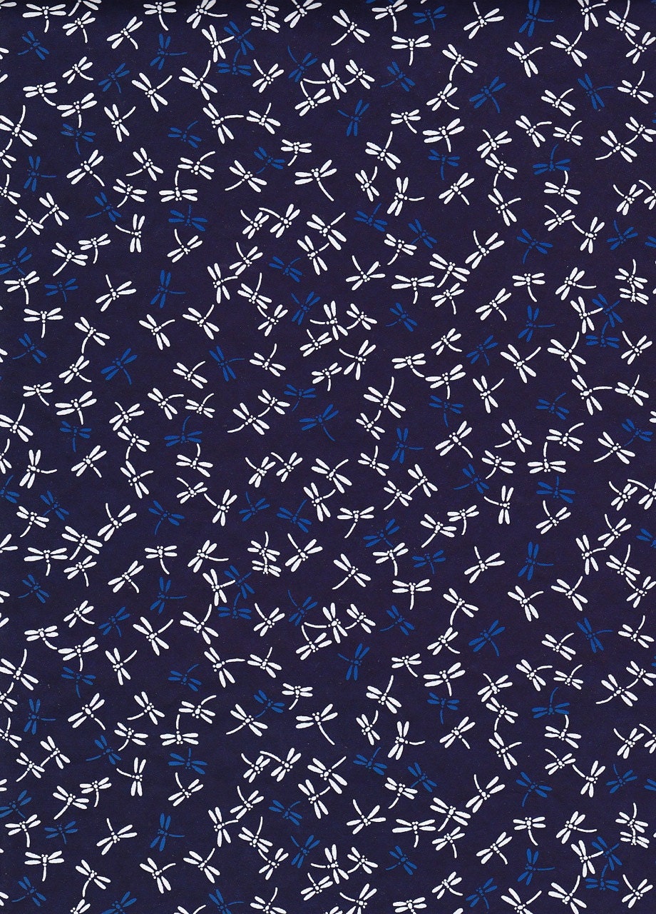 White and Navy Blue Dragonflies Japanese Yuzen Chiyogami Washi Paper Sheet 23 x 15 cm (9 x 6 inches)