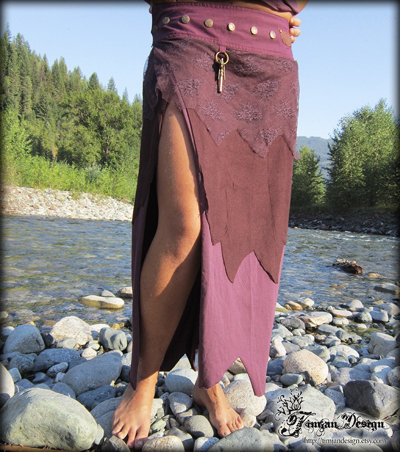 Long Pixie skirt - Patchouli girl - Purple and brown