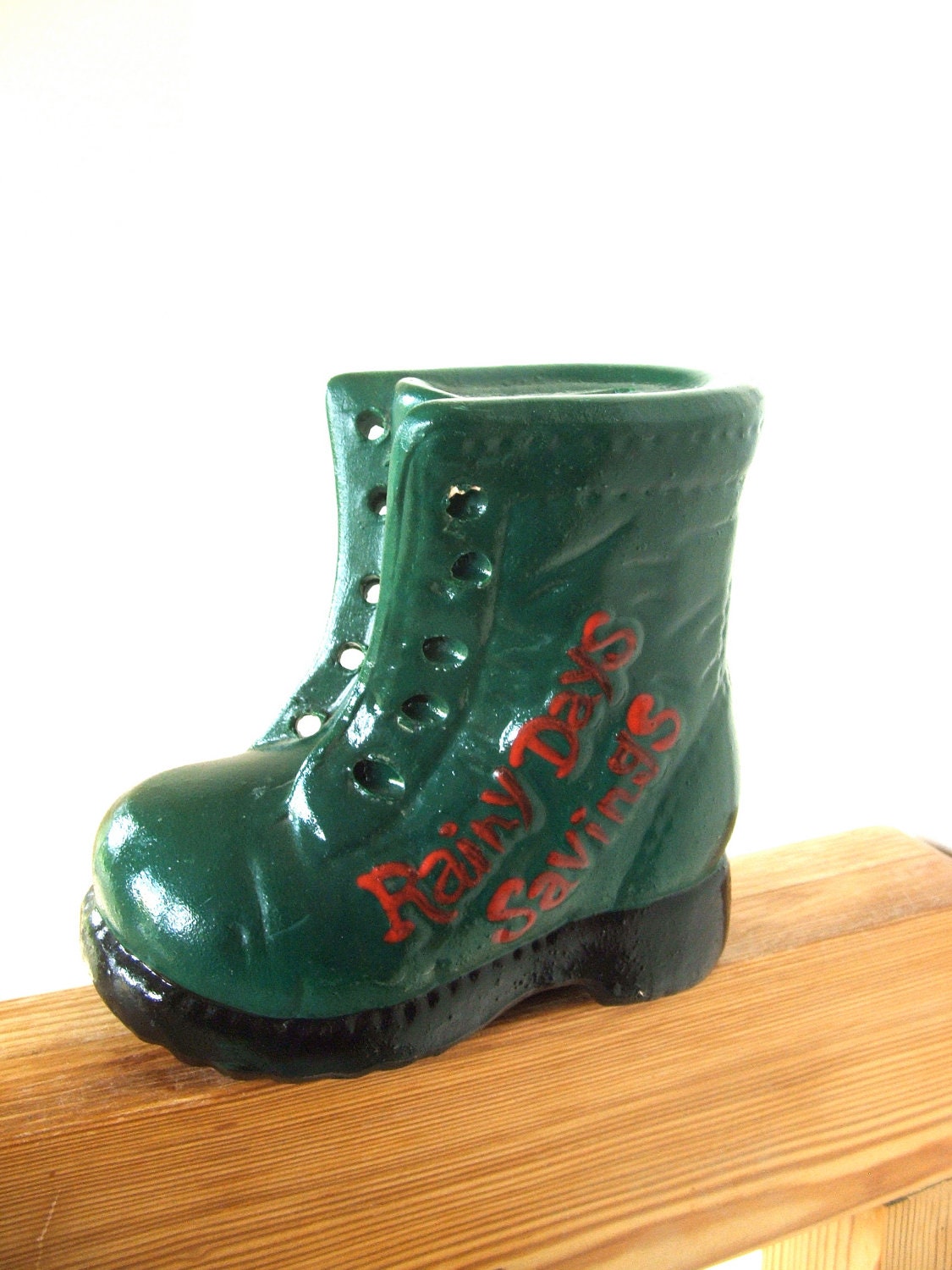 Vintage Rainy Days Savings Boot Bank - lookonmytreasures