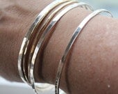 Personalized Bangle Bracelet Set with Sterling and 14k Gold Filled