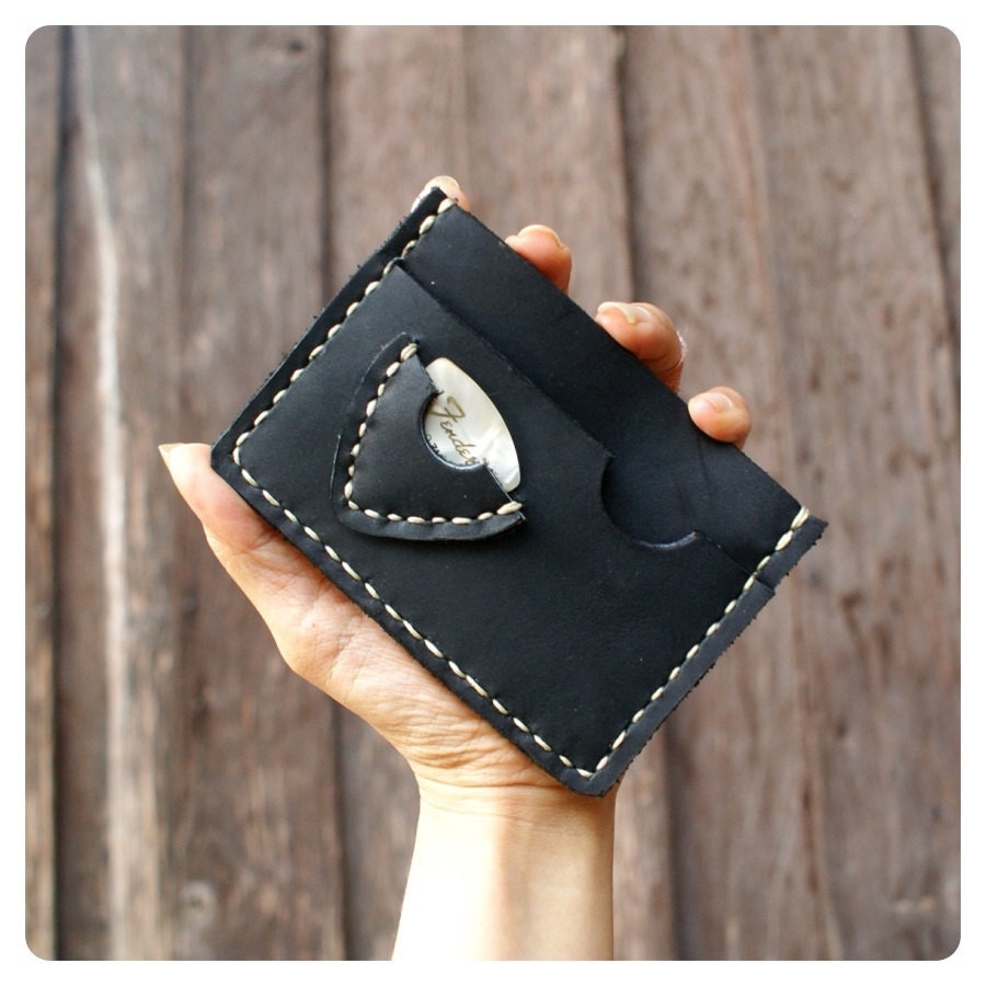 Mens Wallet Thin Leather Guitar Pick Case mini bag small pouch Personalized Men, Groomsmen, Boyfriend, Valentines, Anniversary Gift for him