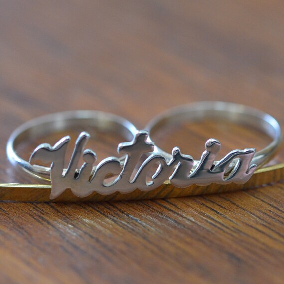 Sterling Silver Name Ring for Two Fingers by SincerelyMePJD
