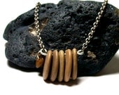 Beach Stone Jewelry - Pebble Necklace Ready to Wear River Rock Sterling Silver w Gunmetal -  "Earth Dreams" by StoneMe