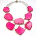 Statement necklace pink turquoise and crystal embellished beaded bohemian luxe statement jewelry by Ezzaexclusive