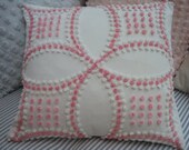 ViNTaGe CHeNiLLE  20" DOWN & FeaTHeR FReNCH PinK and WhiTE SHaBBy CHiC CoTTaGe  PiLLoW
