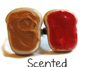 SCENTED Peanut Butter and Strawberry Jelly Rings, Best friends, Nickel Free