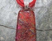 Fused Glass Pendant with ribbon necklace: Beautiful Florentine