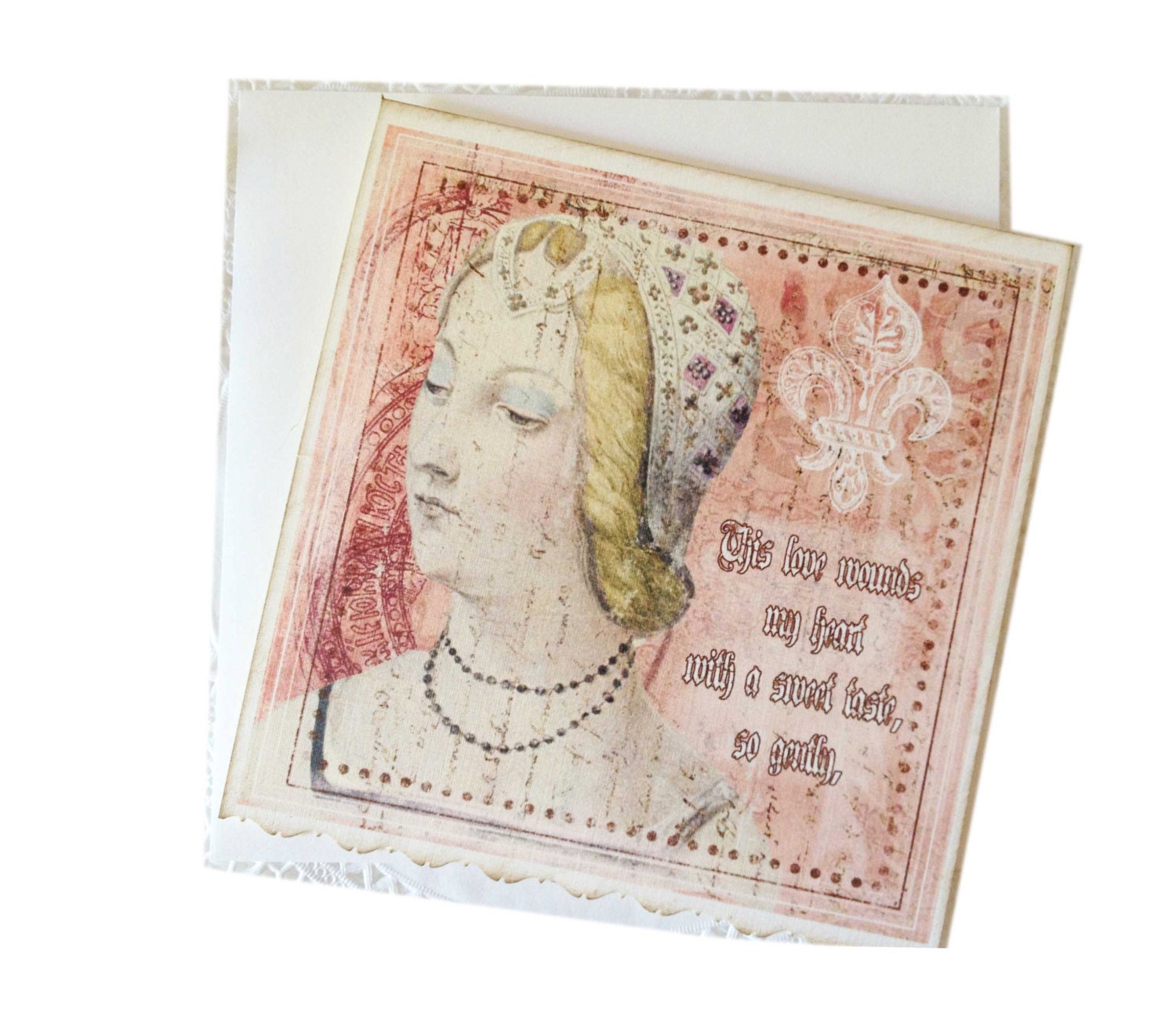 Renaissance Card, Blank Medieval Card, Medieval Lady, Gift Card, Love