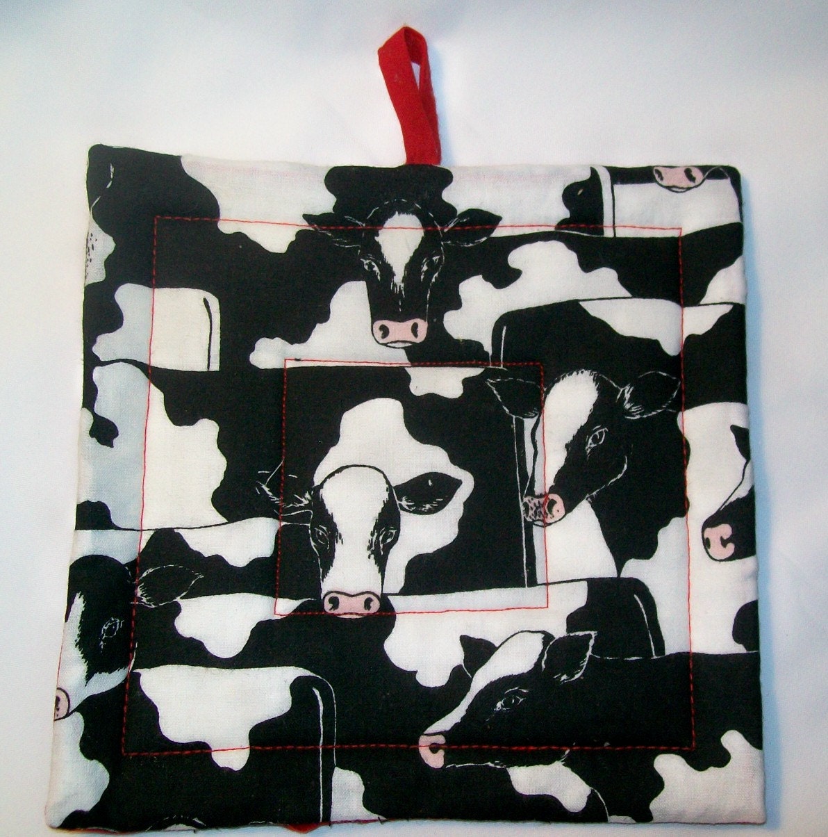 Cow Pot Holder Black and White Holstein Cows