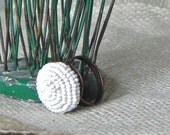 white seed pearl ring faux made from interesting old vintage earring
