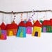 House ornament, Set of eight, Felt House decoration , Decoration for wall hanging. Holiday gift.