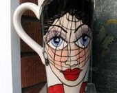 Handpainted Ceramic Pottery FACE Coffee MUG on ETSY Good Day, bAD dAY