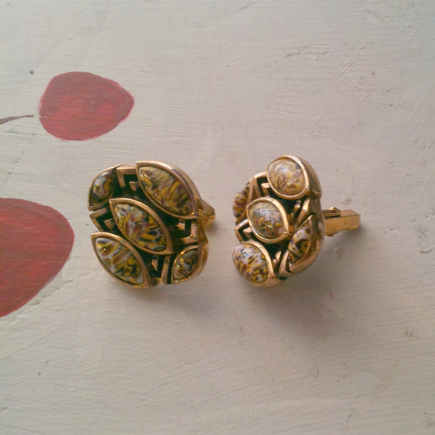 CUFF LINKS VINTAGE Cloisonne Mid Century Mad Men James Bond