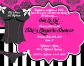 Ooh La La Lingerie Bridal Shower Invitation- Hot Pink or Purple - Customizable and Printable
