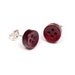 Button Stud Earrings - Burgundy / Dark Red 9mm - Sterling Silver