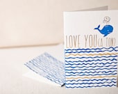 Letterpress & Foil Stamped Greeting Card - Love You A Ton, Bamboo paper, kraft paper envelope, CF4-32T