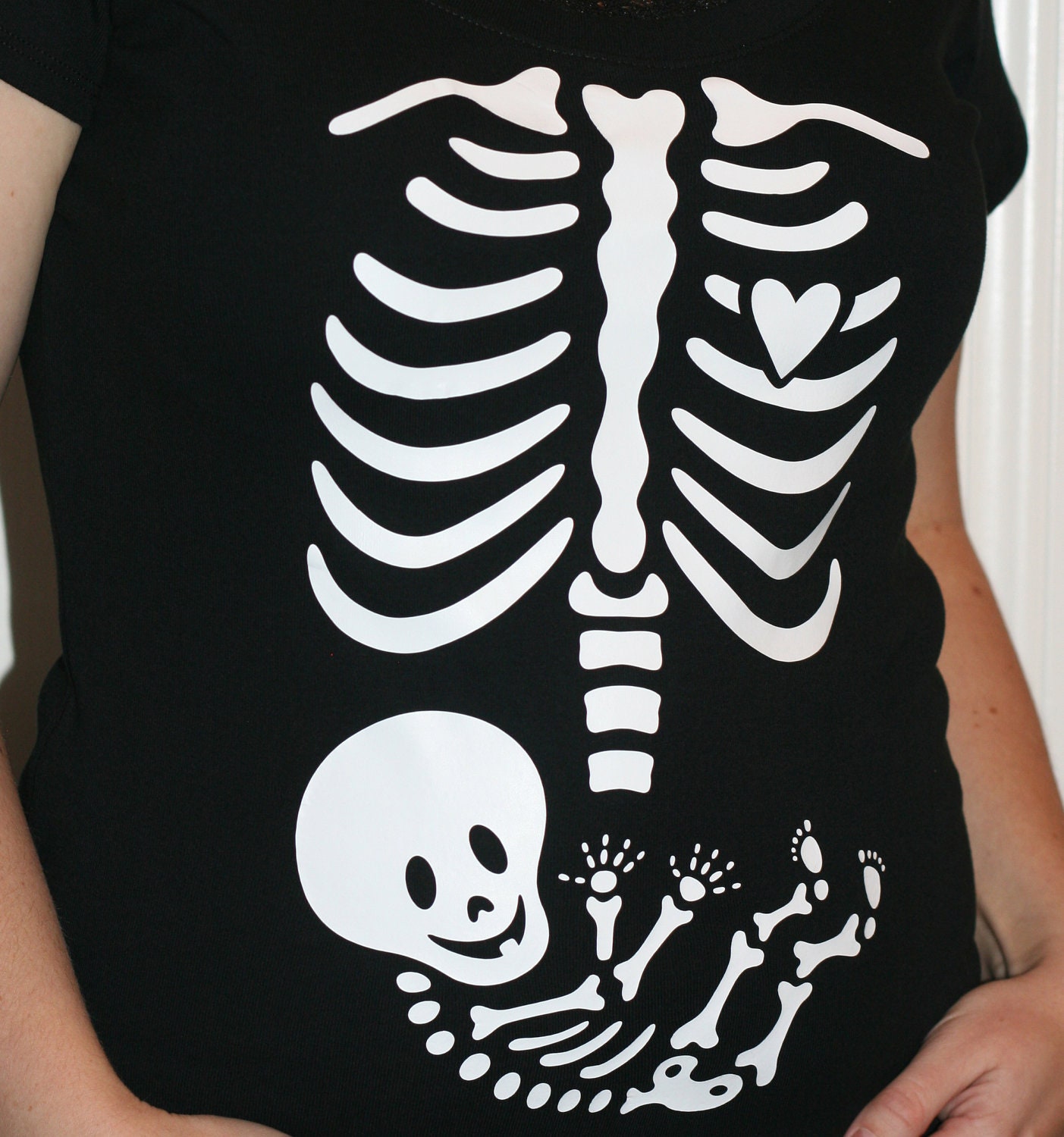 Maternity Skeleton Applique - DIY Iron On Pregnant Skeleton - Applique