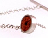 Sterling Silver Tie Tac with Brick Inlay