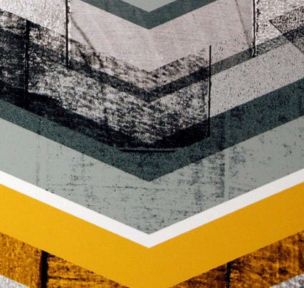 Grey & Yellow Chevron - large print