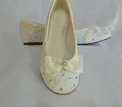 Something Blue Wedding Ballet flats..vintage lace and Swarovski crystals..custom orders