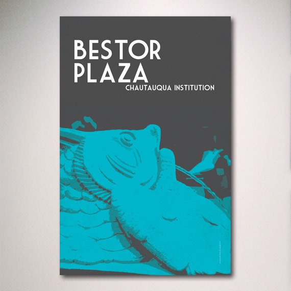 Chautauqua Institution Bestor Plaza Poster, Chautauqua Lake Poster, Vacation Art Print Poster, Travel Art, 12x18 Print