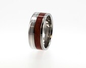 Titanium Ring - Wood Ring - Amboyna Burl Wood and Palladium Inlay