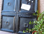 Huge Architectural Salvage Magnetic Memo Board / Antique Ceiling Tin Wall Hanging / Urban Industrial Home Decor