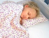 Back to School Kid's Eco Blanket - Organic Cotton - Eco Friendly - Big Kid Blanket - Purple Flowers
