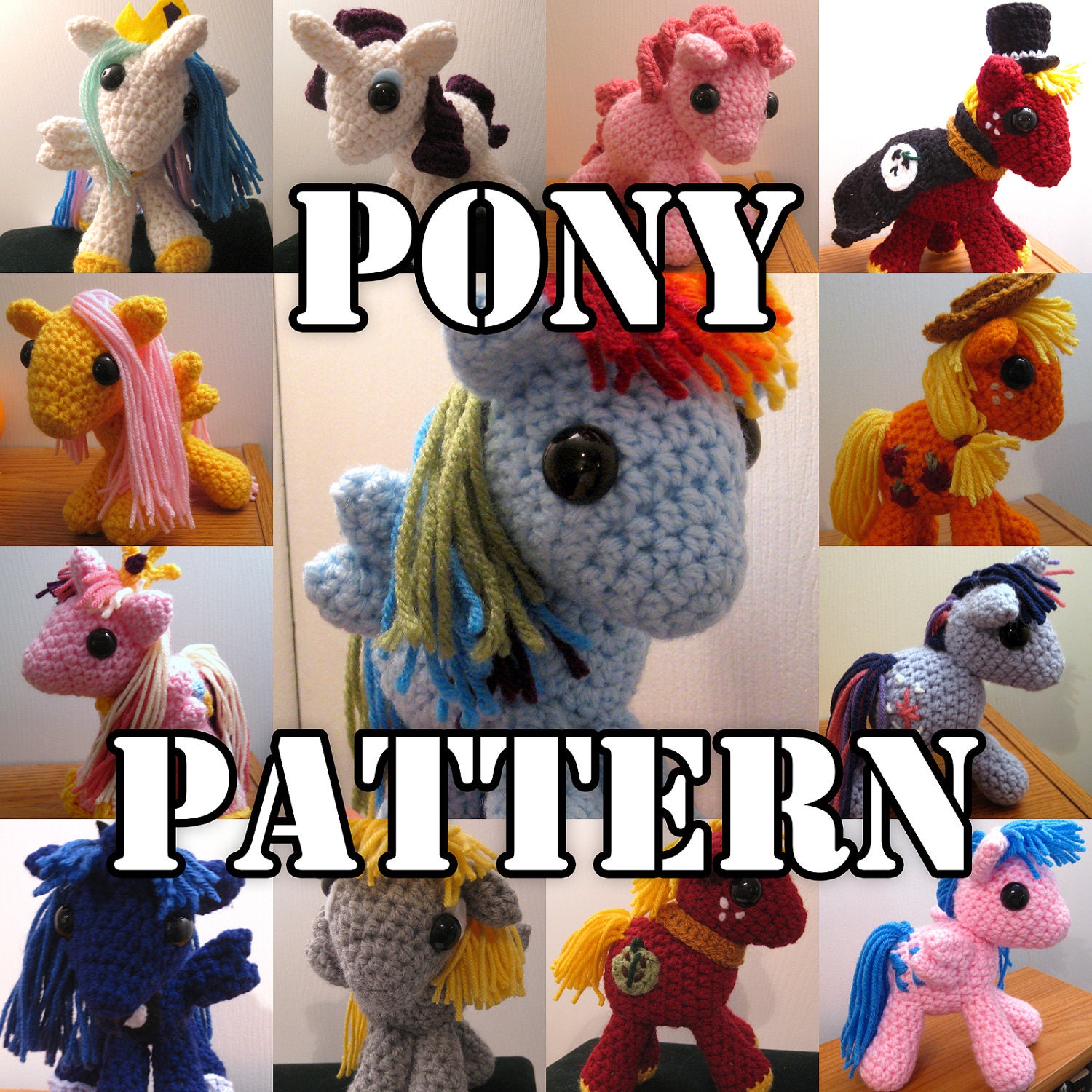 Crocheted Pony Amigurumi MLP Plush PATTERN by acrylicsheep on Etsy