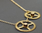 Steampunk Jewelry Necklace- Brass Clock Gear Industrial Necklace