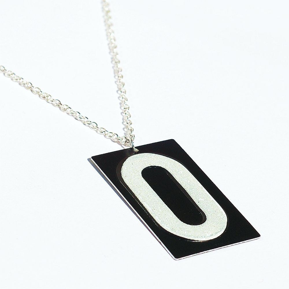 Found Object Jewelry- Black & White Number 0 Upcycled Necklace