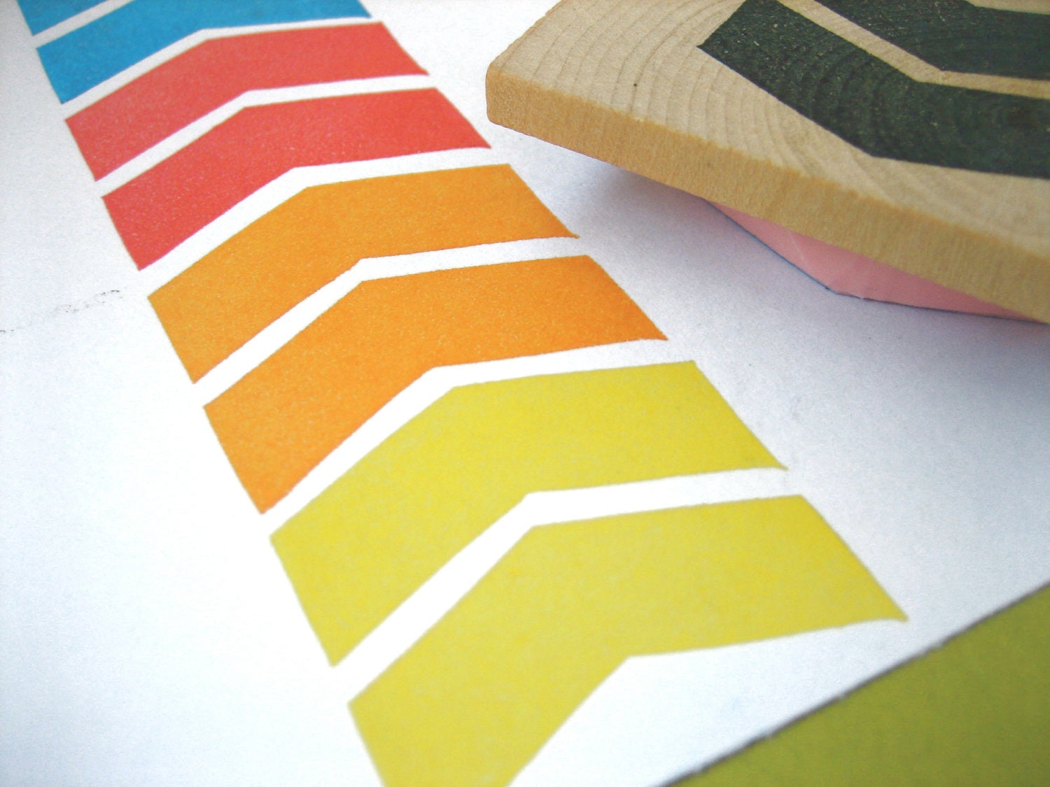 Chevron Geometric Rubber Stamp Hand Carved Element