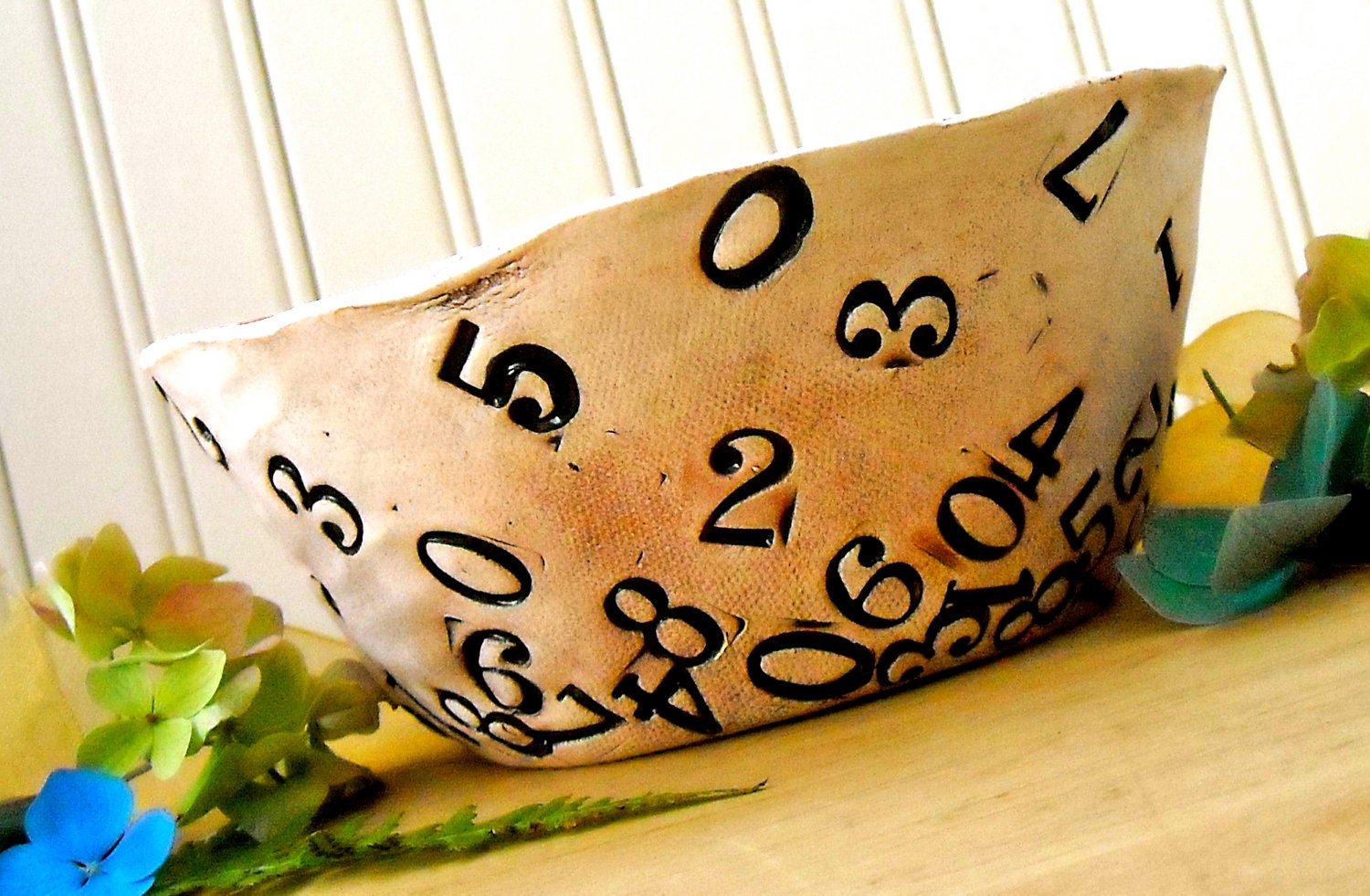 Numbers Pottery Bowl - HandMade Letterpress Stamped Serving Dish - Math Teacher, Statician, Accountant Present - Soup, Cereal, Salad size
