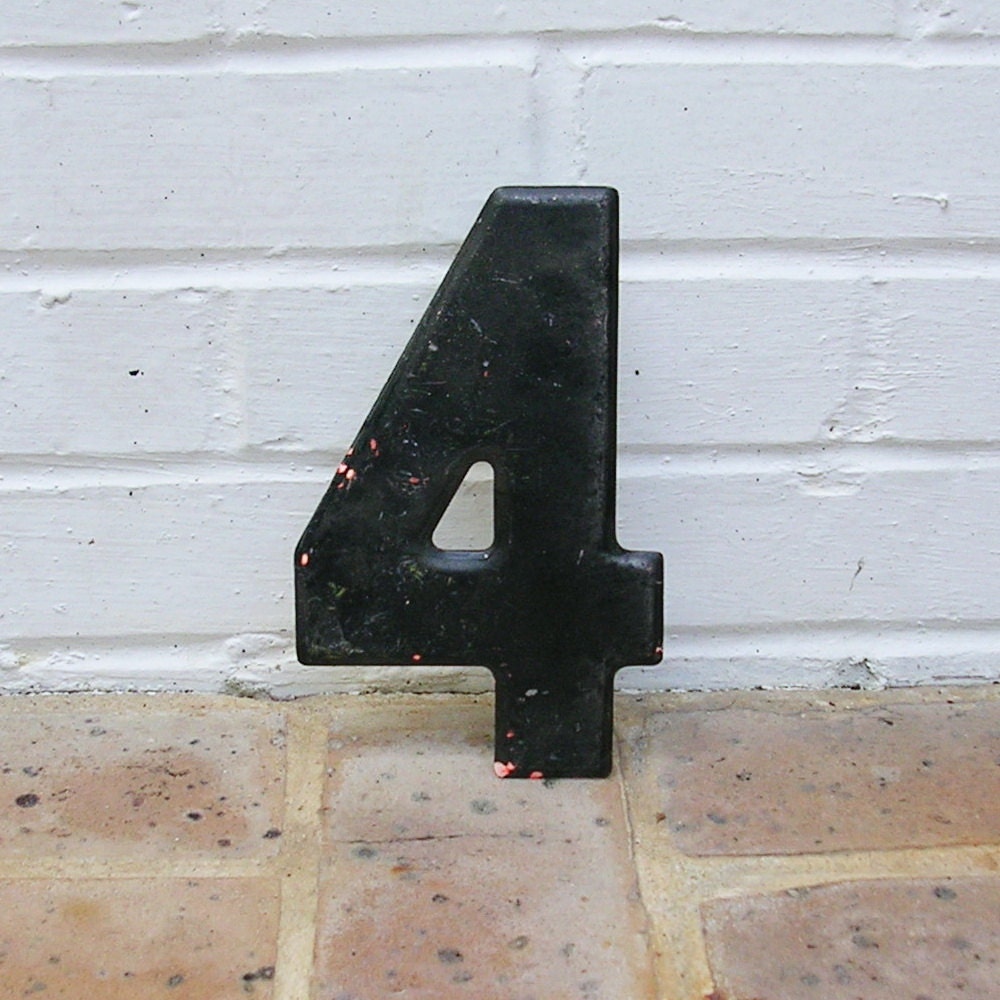 Vintage Metal Number 4 Chippy Painted Number 4 Sign Marquee Number 4 Metal Sign