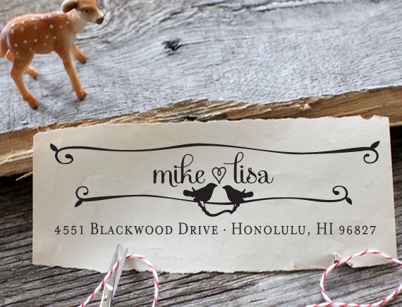 Eco Rubber Stamp - calligraphy and flowers - cute wedding or housewarming gift - ea3003