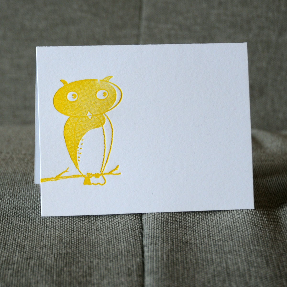 Yellow Owl Letterpress Card