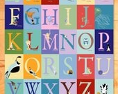 Childrens Wall Art, ABC, Nursery Decor, Personalized, Patchwork, Alphabet Animals, 16 x 20 Custom Art Print