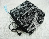 Zippered Pouch - Cosmetic Bag - Tech Accessories Bag - Eiffel Tower
