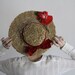 Vintage Straw Hat . Velveteen Ribbon . Faux Flowers . Sun Hat