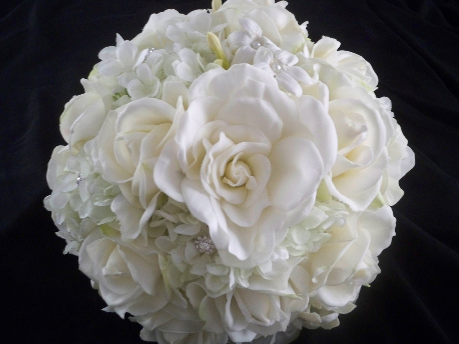 Realtouch Wedding Bouquet of Replica Of Ivanka's  Bouquet In Gardenias Roses and Stephanotis and Boutonniere