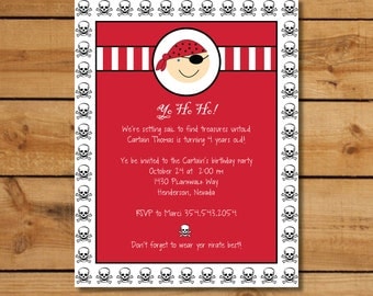 Pirate Birthday Invitations - Ahoy Matey - Custom Printable Birthday Party Invitation