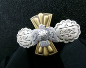 Bird Hair Barrette in Antiqued Silver and Brass Two Tone Southwest Style